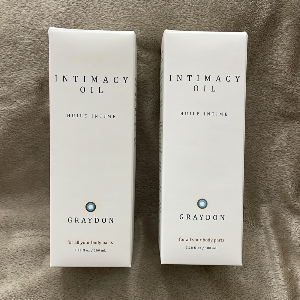 TWO NEW In Box Graydon Intimacy Oil 100 ml / 3.4 fl oz.